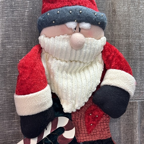DECOR WALTHER Other - Vintage Santa Claus Christmas Stocking Plush‎ Patchwork Felt Decor 26"